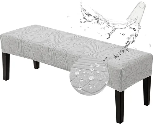 Vista 34 de Genina Fundas impermeables para banco de comedor, protector de asiento de banco de jacquard elástico, funda de banco rectangular para dormitorios