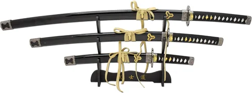 Vista 8 de Snake Eye Tactical Highlander Dragon Design Handle Samurai Katana - Juego de espada triple con soporte de espada