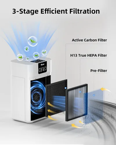 Vista 5 de Air Purifier for Home Large Room, VEWIOR HEPA Air Purifier Bedroom Cover up to 1800ft² with Essential Diffuser, AUTO Mode, Sleep Mode, Timer, Lock