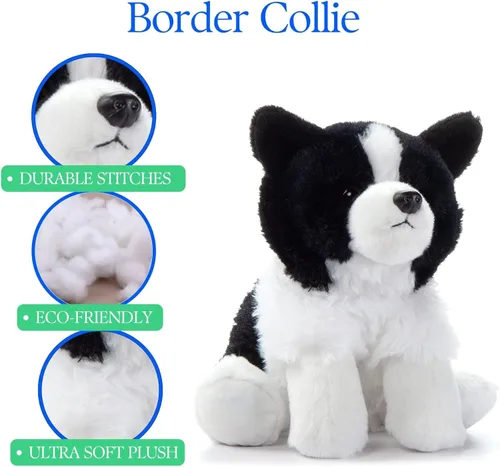 Vista 6 de The Petting Zoo Border Collie - Peluche de perro de 9 pulgadas, regalos para niños