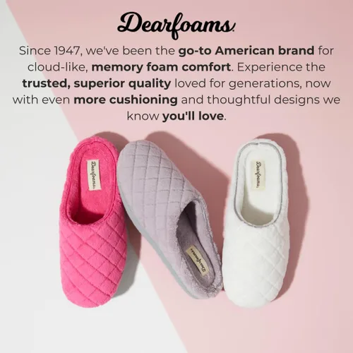 Vista 4 de Dearfoams - Pantuflas de espuma viscoelástica para mujer Leslie Terry con anchos amplios para interiores