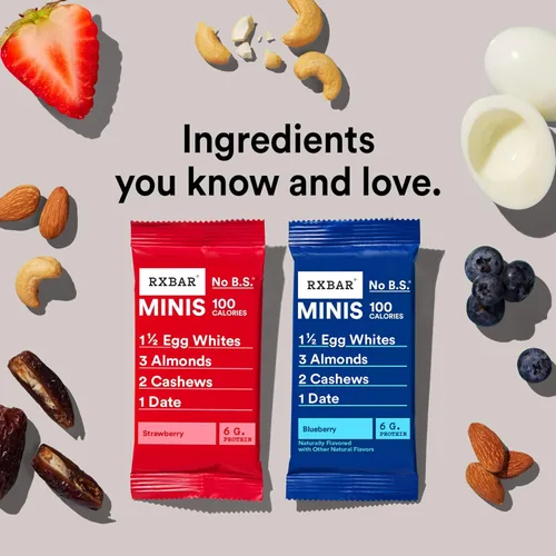 Vista 5 de RXBAR Minis - Barras de proteínas, 0.24 oz de proteína, aperitivos sin gluten, paquete variado (4 cajas, 32 unidades)