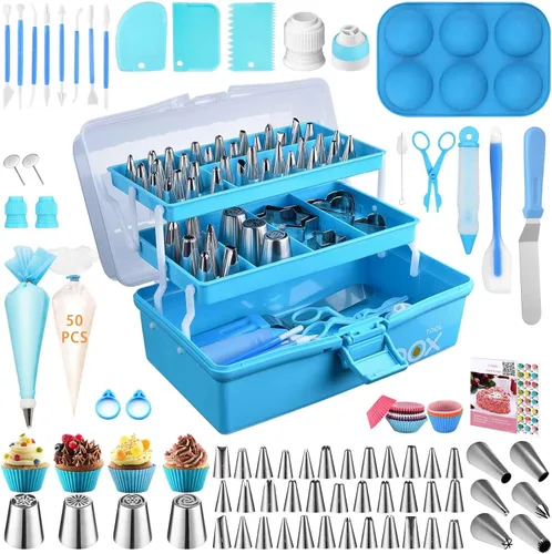 Kit de suministros de herramientas de decoración de pasteles: 236 piezas de accesorios para hornear con estuche de almacenamiento - Juego de bolsas