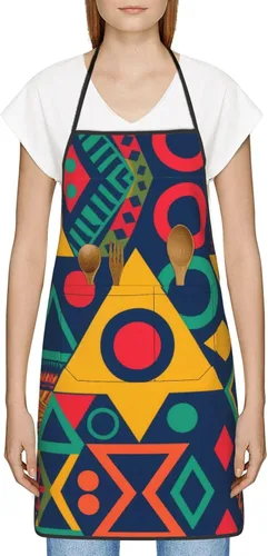 Vista 3 de Geometric patterns Chef Apron for Men and Women - Waterproof Kitchen Chef Apron with Pockets, Perfect for Cooking, Salon & More