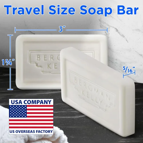 Vista 3 de Bergman Kelly - Barras de jabón de hotel - Té blanco, 1 oz, paquete de 100 - Amenidades de lujo a granel de tamaño de viaje - Mini jabón rectangular