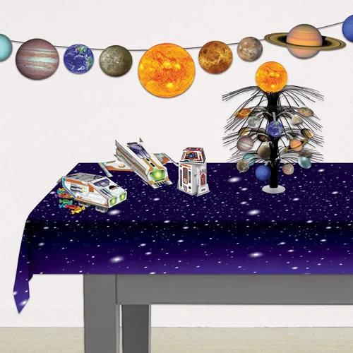 Vista 5 de Mantel para fiestas con diseño de noche estrellada (1 unidad) (1/Pkg), Misión