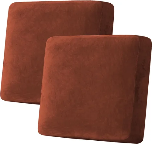 Vista 210 de H.VERSAILTEX - 4 fundas elásticas de terciopelo para cojín de sofá modular en forma de L (sofá grande de 3 plazas + 1 diván, color marfil)