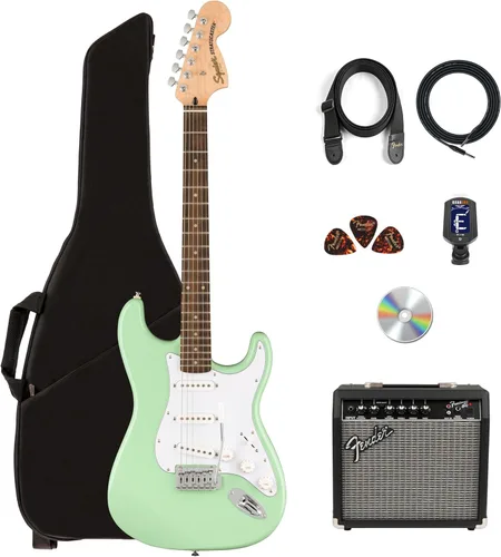 Vista 13 de Fender Squier Affinity Stratocaster HSS - Paquete Azul Lake Placid con Amplificador Frontman 15G, Cable de Instrumento, Funda, Correa, Púas y DVD
