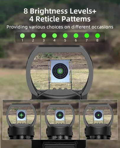Vista 3 de EZshoot Rechargeable Red/Green Dot Reflex Sight, Red Dot Optic Scope, Multiple Reticle Paintball Sight with 20mm Picatinny Rail Mount, Absolute