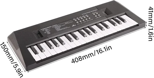 Vista 3 de Piano de teclado electrónico de 37 teclas con micrófono, piano digital portátil para principiantes, instrumento musical educativo con función