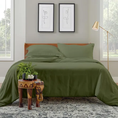 Vista 12 de Cosy House Collection Juego de funda de edredón de lujo de 2 piezas, mezcla de rayón derivado del bambú, ropa de cama ultrasuave, protector de Crema