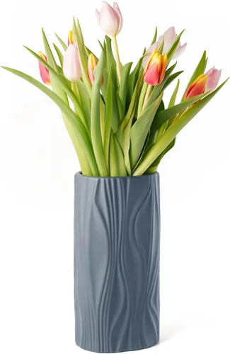 Jarrón azul marino - Jarrón de cerámica azul - Lindo florero para ramo - Jarrones modernos para decoración del hogar - Centros de mesa azul marino -