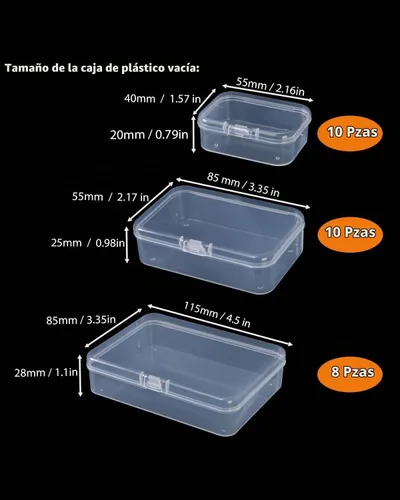 Vista 4 de LJY Contenedores de almacenamiento de plástico de 28 piezas con tapas (3 tamaños surtidos), caja organizadora rectangular, cajas de almacenamiento