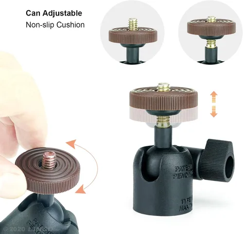 Vista 5 de LINCO Lincostore - Soporte de trípode giratorio de 1/4 pulgadas con cabeza esférica para cámara DSLR, videocámara, soporte de luz A020 para soporte