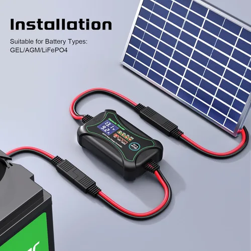 Vista 8 de Bateria Power Controlador de carga solar MPPT de 10 amperios y 12 voltios, controlador de panel solar portátil inteligente, regulador solar