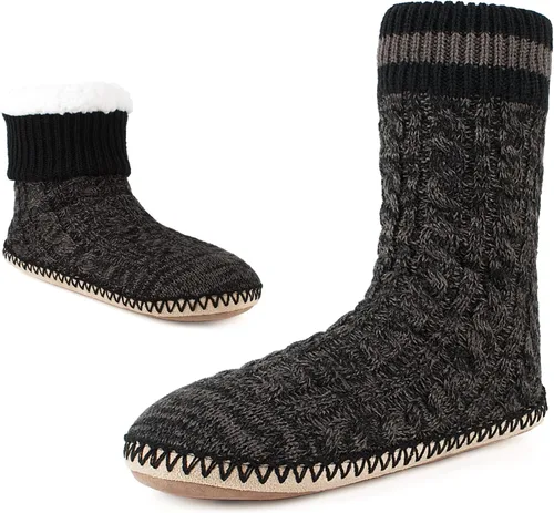 Cozylook Calcetines tipo pantufla para hombre, con forro polar, suela antideslizante, para invierno, suaves, gruesas, acogedoras, cálidas, peludas,