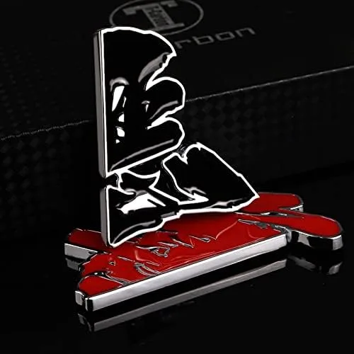 Vista 4 de Noizzy Emblema de coche de mezcla de buenos y malos con texto chino 3D, calcomanía de personaje de metal para capó auto, insignia para puerta