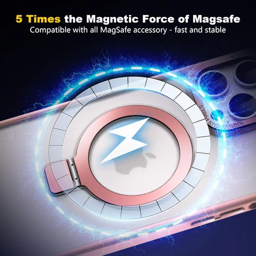Vista 25 de IKARY Funda para iPhone 14 con soporte magnético oculto, compatible con Magsafe y protección contra caídas de grado militar, a prueba de golpes