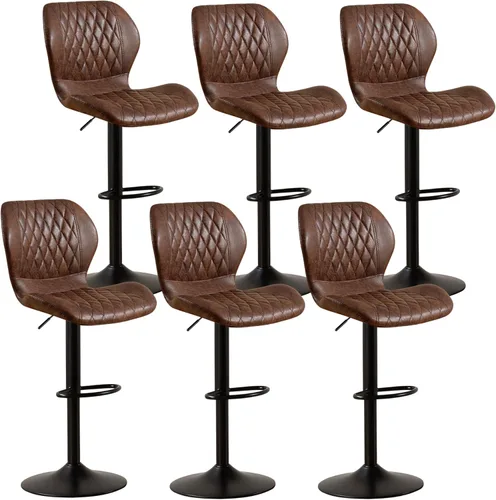 Vista 16 de Juego de 4 taburetes de bar, modernos taburetes giratorios de altura de mostrador para sillas de isla de cocina, taburetes de bar de tela ajustables