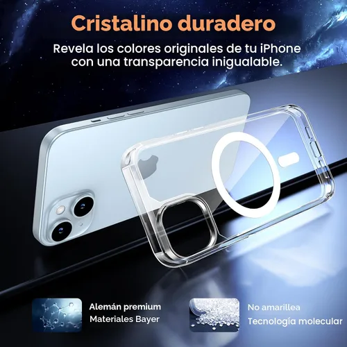 Vista 4 de TAURI - Funda para iPhone 15, compatible con MagSafe, transparente A-Magnético Transparente
