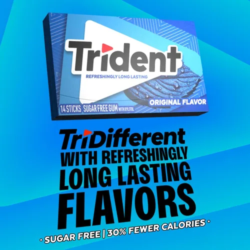 Vista 5 de Trident Goma de mascar sabor original sin azúcar, 14 unidades (paquete de 24) (336 unidades en total) Chewing Gum with Xylitol, Perfect for Long
