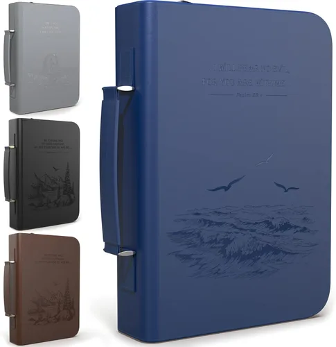 Vista 11 de DEHITE Bible Cover Case for Men and Women – Leather Bible Carrying Bag – Pen Slots – Zippered Pocket – Premium Faux Leather