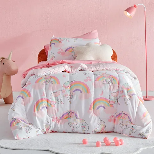 Vista 14 de SLEEP ZONE Juego de edredón de 2 piezas con estampado de 2 piezas para niñas, resistente a la decoloración, lavable a máquina, color rosa ballet