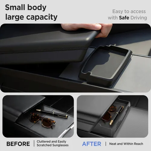 Vista 5 de Bandeja Organizadora de Consola Central para Tesla Model Y Accesorios Juniper 2025 2026/Para Tesla Model 3 Highland Accesorios 2024 2025 2026