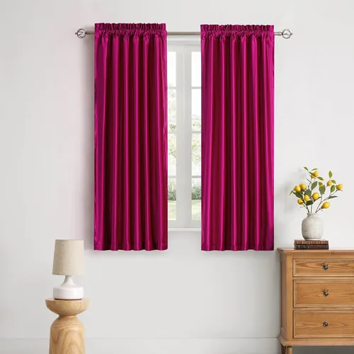 Vista 39 de Cortinas dorado oscuro de 108" para sala de estar, cortinas opacas de terciopelo con bolsillo para barra, para ventana, tratamiento de semi
