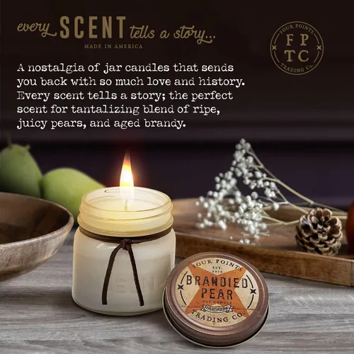 Vista 2 de Velas perfumadas hechas a mano con pera de brandied, vela de aromaterapia de soja con frasco, velas para regalo perfumado para el hogar