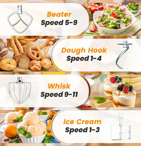 Vista 5 de Batidora Bonnor con soporte, batidora de cocina de 6 cuartos con pantalla táctil LED, batidora con cabezal inclinable de 11 velocidades