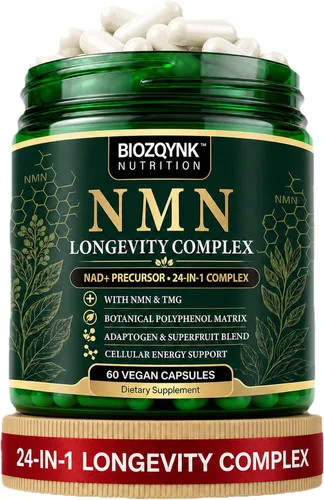 NMN Supplement 24-in-1 NAD+ Complex 1000mg Per Serving, 60 Vegan Capsules