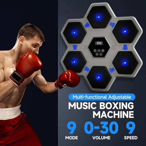 Vista 8 de Music Boxing Machine with Gloves for Adults & Kids,5 Button LCD Touch Control with One Button Mute & Rhythm Recognition,17.3'' Large Size Wall