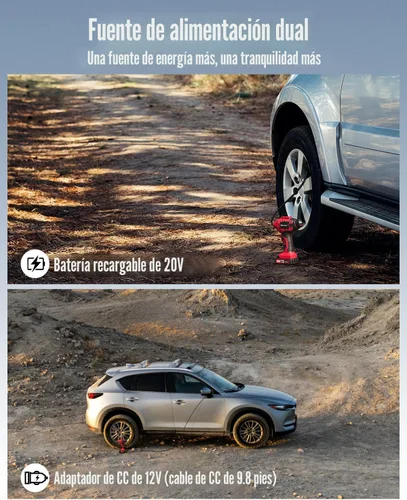 Vista 4 de Avid Power Compresor de aire portátil para inflar neumáticos de auto, bomba inalámbrica de 20 voltios, batería recargable y adaptador de 12 voltios