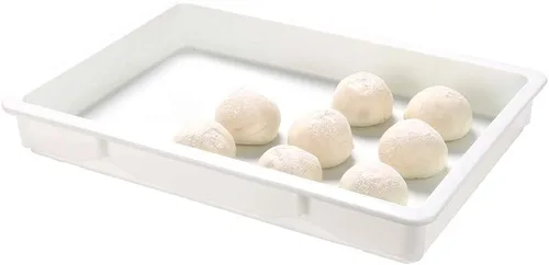 Caja de prueba de 26 x 18 x 3 pulgadas, 1 caja de masa rectangular – apilable, lavavajillas, cajas de plástico blanco para masa de pizza, duraderas,