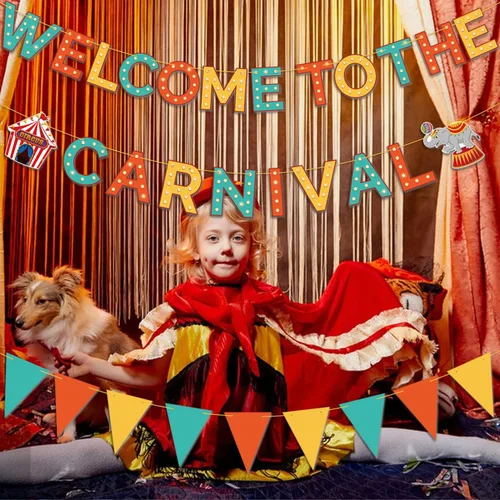 Vista 4 de Cartel de bienvenida al carnaval: decoraciones de fiesta temática de carnaval y circo, juegos y pancartas