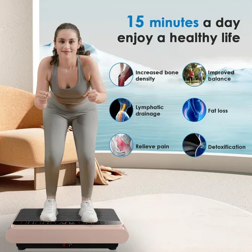 Vista 2 de Natini Vibration Plate Exercise Machine - Whole Body Workout Vibration Platform Lymphatic Drainage Machine for Weight Loss Home Fitness with