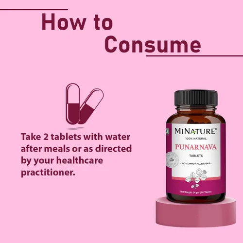 Vista 5 de Punarnava Tabletas de mi Nature 90 Tabletas, 1000 mg Suministro de 45 días Tabletas de Hierbas Vegano Boerhaavia diffusa de la India