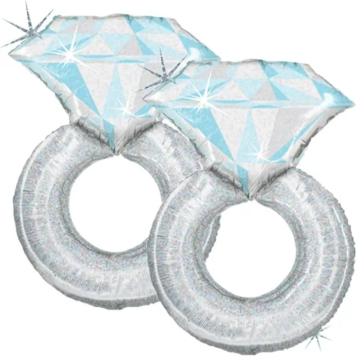 Juego de 2 anillos de diamantes brillantes de 38 pulgadas, globos de aluminio para fiesta de compromiso, despedida de soltera