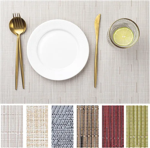 Vista 24 de LEXMORE PlaceMats - Juego de 12 manteles individuales tejidos de vinilo/plástico para mesa de cocina, interior/exterior, lavable, tapete lavable