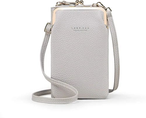 Bolsa cruzada para teléfono celular, pequeña bolsa cruzada para teléfono celular, bolsa de hombro para teléfono celular, tarjetero y cartera, Gris