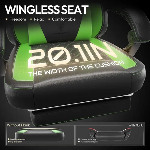 Vista 13 de Dowinx Silla de juegos con cojín de resorte de bolsillo, silla ergonómica para computadora con masaje lumbar y reposapiés para adultos, silla