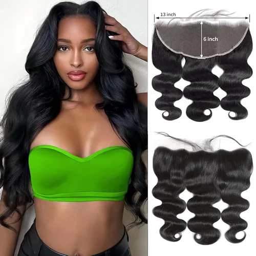 Vista 9 de Encaje frontal transparente HD de 13 x 6 pulgadas, prearrancado con abuelitos, línea capilar natural, cierre frontal ondulado 12A, cabello humano