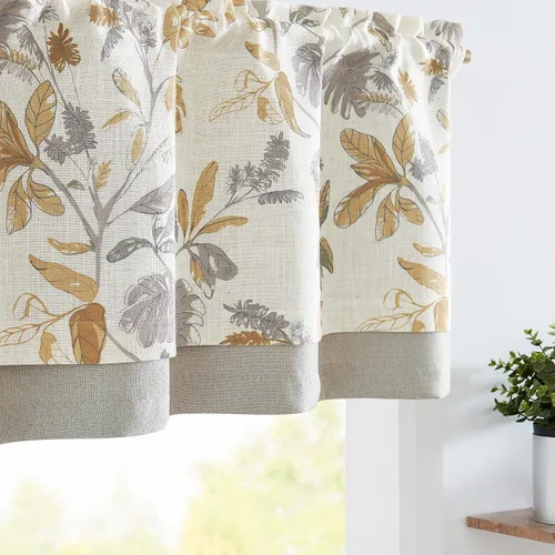 Vista 11 de jinchan Cenefa floral de lino para ventanas, cortina opaca de doble capa de 16 pulgadas de largo para sala de estar, baño, superposición botánica