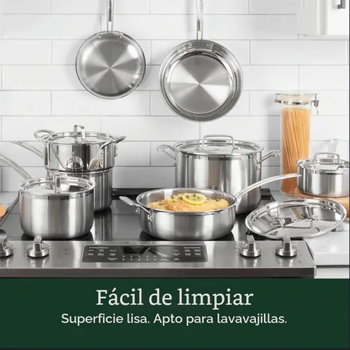 Vista 5 de Cuisinart - Juego de ollas y sartenes de acero inoxidable, compatible con inducción, 12 piezas