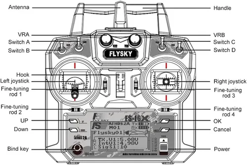 Vista 5 de GoolRC Flysky FS-i6X 10CH 2.4GHz RC Transmisor Control remoto con receptor FS-X6B para RC Drone Avión Helicóptero