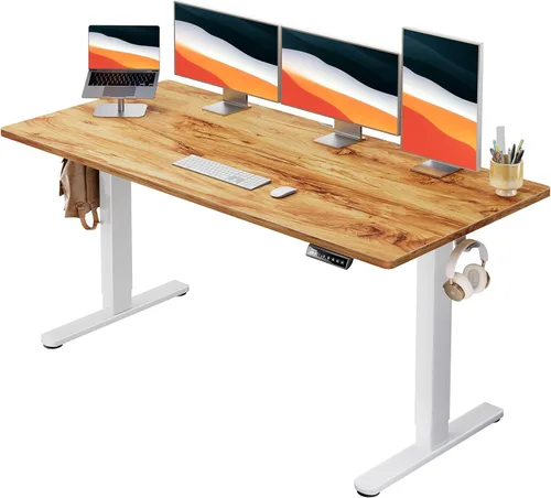 Vista 11 de HUANUO Escritorio Eléctrico de Pie, Superficie de Escritorio de Una Sola Pieza de 40" x 24", Escritorio de Computadora de Altura Ajustable, 4