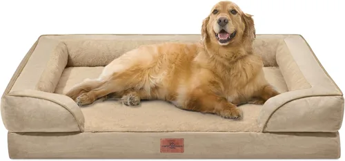 Vista 237 de Comfort Expression - Cama ortopédica para perros medianos de 30x20 pulgadas, cama impermeable de espuma de huevera para mascotas medianas