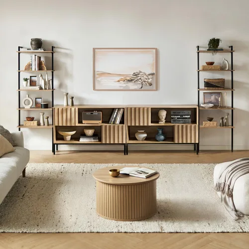 Vista 10 de mopio Blake Centro de entretenimiento de 4 piezas con almacenamiento, cómoda gabinete de almacenamiento modular de granja moderna soporte para TV