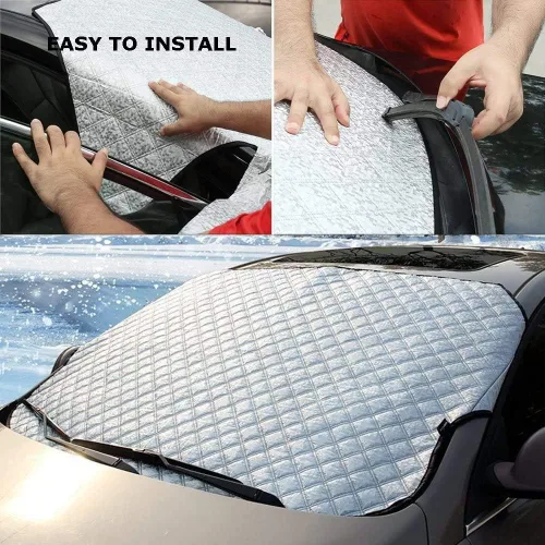 Vista 6 de Beicarin Cubierta para parabrisas de coche, cubierta protectora ultragruesa de alta resistencia - Resistente a nieve, hielo, escarcha, sol, rayos